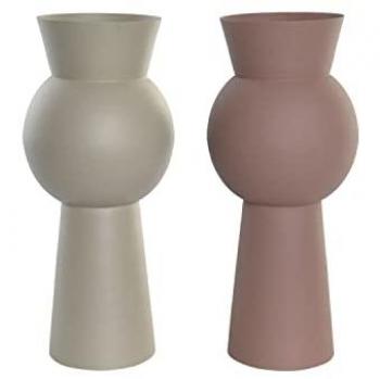 Jarrón DKD Home Decor Beige Rosa Hierro 17 x 17 x 40,5 cm (2 Unidades)