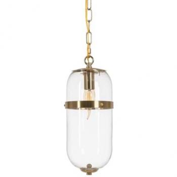 Lámpara de Techo Dorada de Cristal y Hierro con Cadena Metalica 220-240 V 13 x 13 x 30 cm