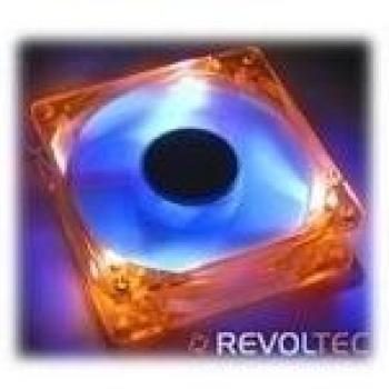 Revoltec RL024. Ventilador con Iluminación LED UV, Marco Naranja y Aspas Azules 80x80