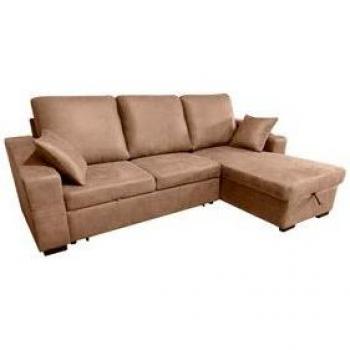 Sofá chaiselongue Corea 3 plazas con arcón y reposapiés extraíble piedra