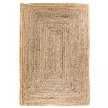Alfombra Rectangular Bombay de Yute Marrón, 90x60x1 cm