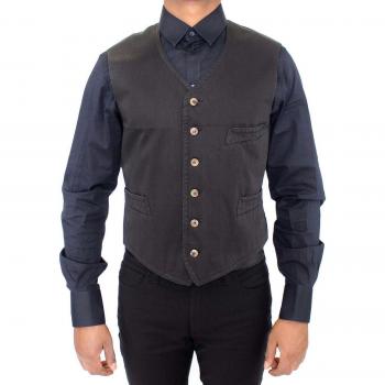 Dolce & Gabbana Black Cotton Blend Dress Vest Gilet - IT46 | S