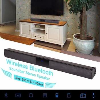 Barra de Sonido Inalámbrica Bluetooth Estéreo para TV con TF y USB (Negro)