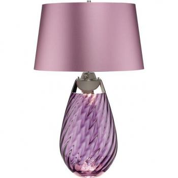 Lámpara de mesa grande Lena en ciruela, 2 luces, vidrio tintado en ciruela, pantalla jaspeada, altura 74 cm, base de diseño elegante