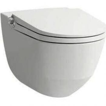 WC de ducha Laufen Cleanet Riva, spülrandless, montado en pared, control remoto, asiento con tapa, 35.5x60cm, color blanco mate