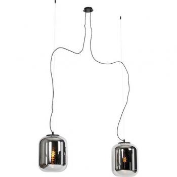 Lámpara colgante diseño negra con cristal ahumado y 2 luces - BLISS