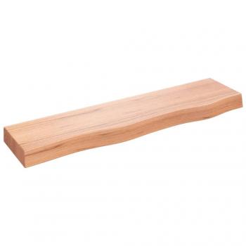 Estante de pared de madera de roble tratada 80x20x6 cm en color natural, marrón claro y marrón oscuro, mueble de almacenaje para oficina, estudio y dormitorio, estantería/librería/mueble