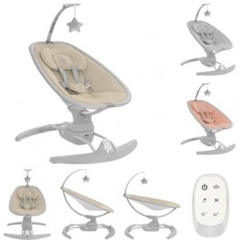 Columpio eléctrico de lado a lado Spinny Beige Kikkaboo, hamaca eléctrica para bebé, con arco de juegos, función musical y correa
