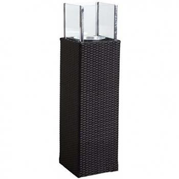 Portavelas de exterior negro de resina y cristal 115 cm
