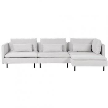 Sofá Modular Esquinero Izquierdo de Tela Gris Claro 3 Plazas Egeris