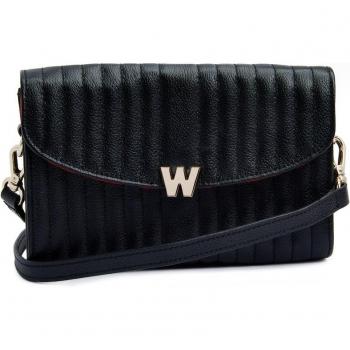 Wolf Mimi Black Leather Crossbody Bag with Wristlet