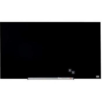 Nobo Pizarra Magnética de Cristal Con Bandeja para Rotuladores Extraíble, 1000 x 560 mm, Sistema de Instalación InvisaMount, Impression Pro, Negro, 1905180