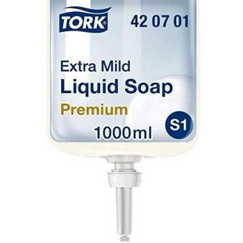 Tork 420701 Jabón líquido extra suave/Jabón sin perfume compatible con el sistema S1 / 1 litro/Neutro