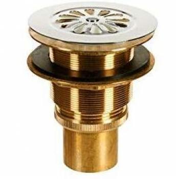 Bonde sifón de latón para fregadero cerámico diámetro 60 mm - Valentin - Con rejilla - Acero inoxidable