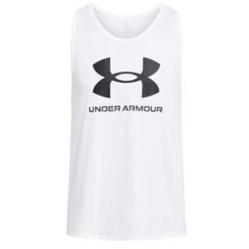 Under Armour Camiseta Sin Mangas Sportstyle Logo Blanco para Hombre, Talla M, Regular Fit, Deportivo, Algodón, Ideal para Running y Multideporte, Ligera y de Secado Rápido