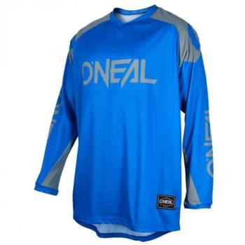 Camiseta de Cross O'Neal Mayhem Azul-Gris, Jersey de Motocicleta Enduro Motocross, Material Transpirable, máxima Libertad de Movimiento, Espalda extendida, Adultos, Talla S