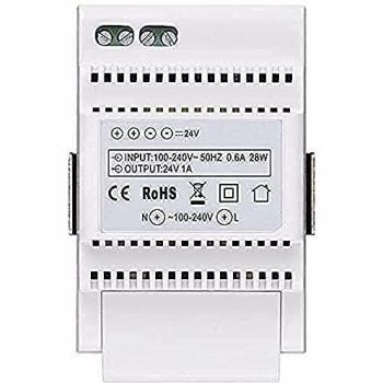 Alimentador DIN 100-240V~ 50/60Hz 24Vdc para Videocitófono, Instalación en Guía DIN, 3 Modulos, Blanco