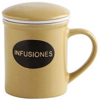 Quid Hers Classicy - Mug infusiones amarillo con filtro y tapa de 30 cl
