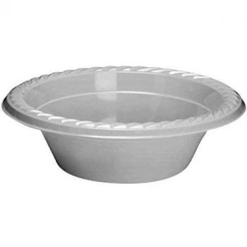 Basix alta calidad extra fuerte Platos de plástico desechables/tazones de microondas, color blanco, plástico, 12oz. - 350ml.