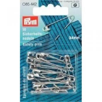 Prym Safety Pins, Metal, Silver, 34 mm