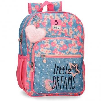 Enso Mochila Escolar Little Dreams Rosa 38cm con Bolsillos Laterales y Fabricada en Poliéster