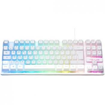 Teclado Inalámbrico Gaming G-Lab Keyz Caesium TKL - 87 Teclas QWERTY, Retroiluminación LED Multicolor, Compacto para PC/PS4/PS5/XBOX - Blanco