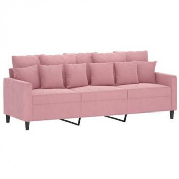 Sofá de 3 plazas terciopelo rosa 180 cm