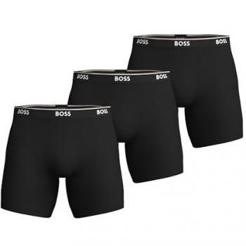 BOSS Men's 3-Pack Logo Elastic Waistband Boxer Shorts - Black - Size S