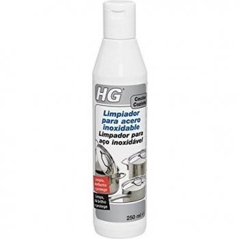 HG Limpiador para Acero Inoxidable, Abrillanta y Protege, Utensilios de Cocina y Superficies Metálicas, Evita la Reaparición de Suciedad - 250 ml
