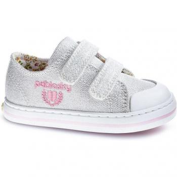 Zapatilla de lona de bebé niña Pablosky con cierre adherente - Modelo 975300 Plata