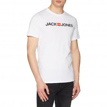 Jack & Jones Men's Corp Logo Short Sleeve Crew Neck T-Shirt - White - Slim Fit