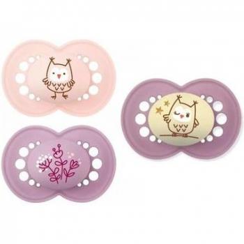MAM Set de Chupetes Original Day & Night con Tetina de Silicona SkinsoftTM Ultrasuave para Bebés de 6+ meses, Neutro, Pack Triple