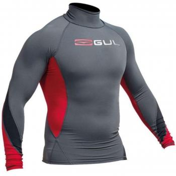 Gul Xola del hombres manga larga erupción guardia, color Ash Grey/Red, tamaño small