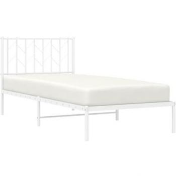 Estructura de cama de metal con cabecero blanco 90x190 cm