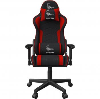 Gembird GC-SCORPION-01X Silla para Videojuegos Scorpion Negra/Roja con Asiento Tipo Butaca y Revestimiento de Malla