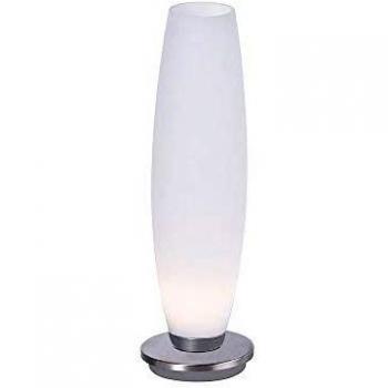 Lámpara de sobremesa LED Paul Neuhaus Tyra, atenuable a 3 niveles, acero y vidrio, Ø 10 cm, G9
