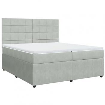 Cama box spring con colchón terciopelo gris claro 200x200 cm