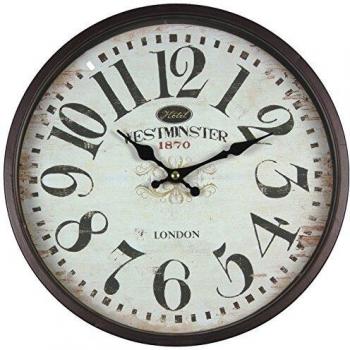 Perla PD Design - Reloj de pared de metal lacado con esfera de cristal y diseño vintage Diámetro de 30 cm., metal, Westminster.
