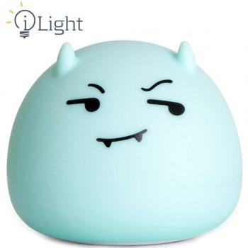 iLight - Luz Quitamiedos Infantil LED de Silicona Suave – Ideal como Lámpara Nocturna o Regalo Bebés Niños – Modos Manual y Automático con 2 Niveles de Luminosidad - USB Recargable [Luz Celeste]