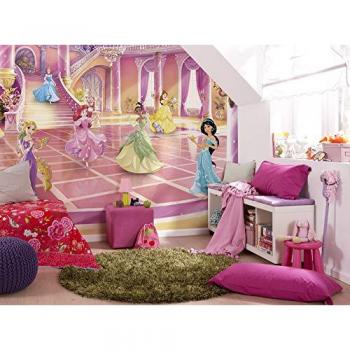 Mural fotográfico Komar Glitze Party Princess rosa 368x254 cm con purpurina para decoración de habitaciones infantiles