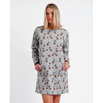 Disney - Camisón de mujer en felpa de manga larga en color gris