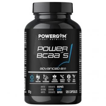 BCAAs Powergym 120 Cápsulas - Recuperación muscular post-ejercicio, enriquecidos con taurina y vitamina B6, ideales para esfuerzos musculares intensos y de resistencia, sin gluten