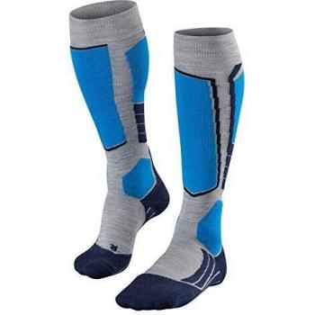 Falke SK2 Intermediate Wool Ski Socks for Men - Light Gray/Blue