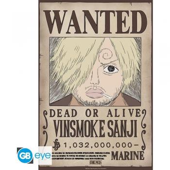 Poster GB Eye Chibi One Piece Wanted Sanji Wano - Póster de alta calidad, diseño chibi del personaje Sanji de One Piece, dimensiones estándar para póster (aproximadamente 61 x 91.5 cm), impresión