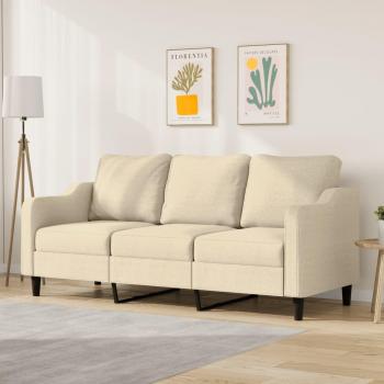 Sofá de 3 plazas 180 cm de tela crema Vidaxl