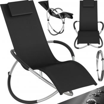 Tumbona ergonómica y plegable Tectake Paulina, capacidad de 150 kg, con función balancín, superficie de malla transpirable de textileno, reposacabezas extraíble, estructura estable de acero con inser