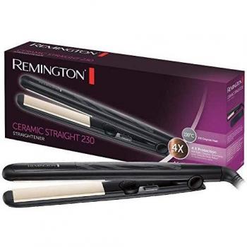 Remington Ceramic Slim S3500 - Plancha de Pelo, Cerámica Anti- estática, Protección y Brillo, Placas Extra Largas, Negro