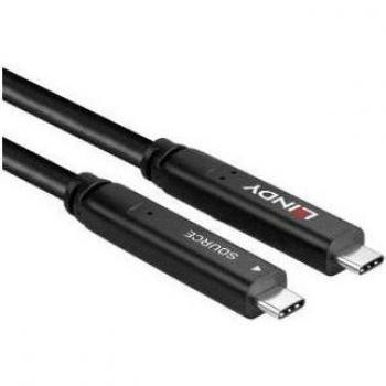 Cable DisplayPort a USB-C Lindy 43399, USB 3.2 Gen 2 y DP 1.4 híbrido tipo C, longitud de 15 metros