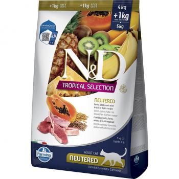 Farmina N&D Tropical Selection Neutered Pienso De Cordero Para Gatos - 2 x 5 kg (4 + 1 kg) - Pack Ahorro
