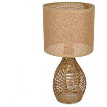 Lámpara de mesa de sobremesa Marrón con pie y tulipa de cuerda natural 40 W 20 x 39 x 20 cm